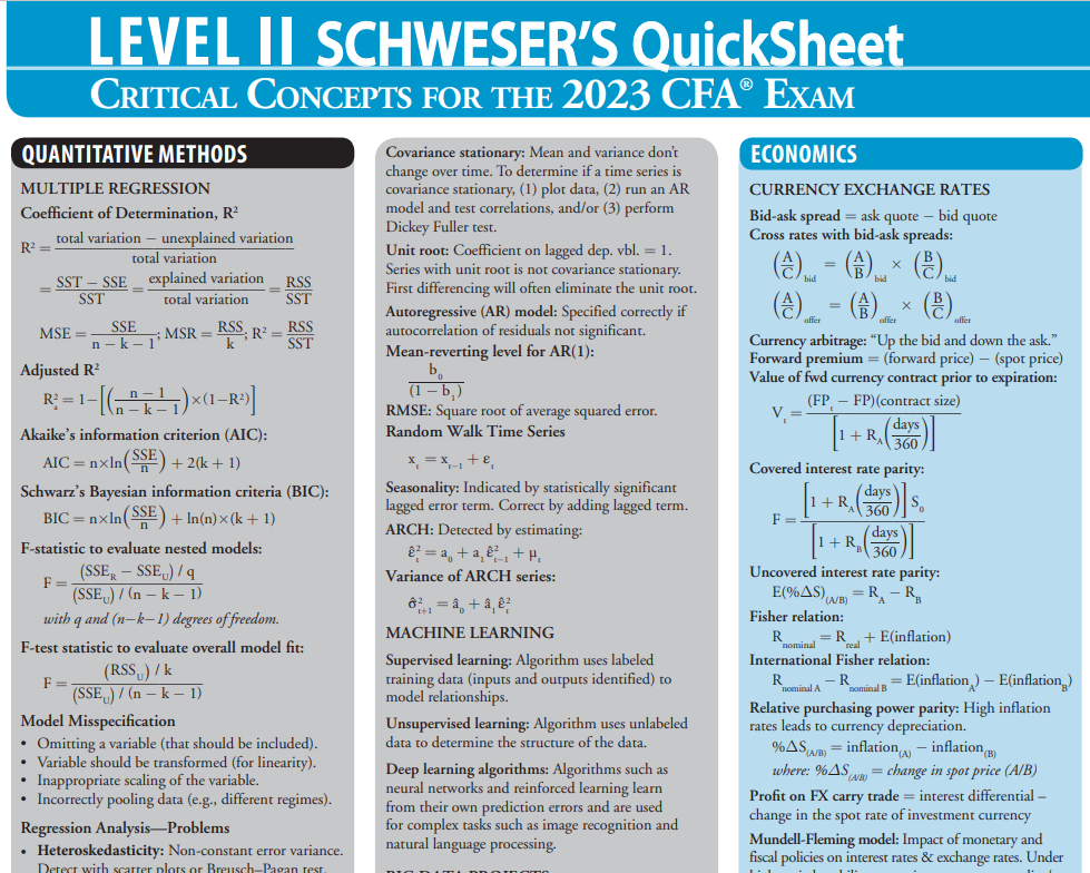 CFA 2023 Level II – Schweser_s Quicksheet