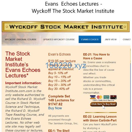 Evans Echoes Lectures -Wyckoff The Stock Market Institute Evans Echoes Lectures-TheTrendFollowing